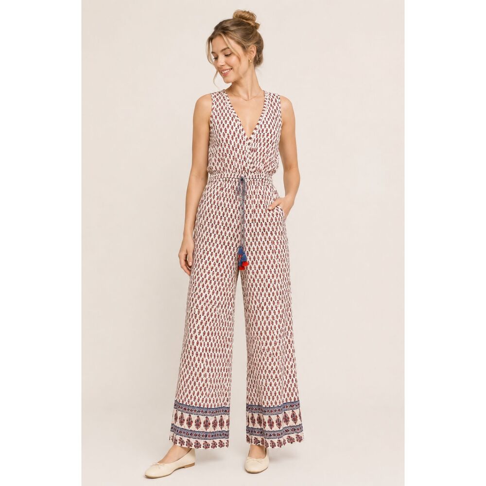 Anthropologie RAGA Printed Beach Cover-Up Jumpsuit Bohemian Sz S